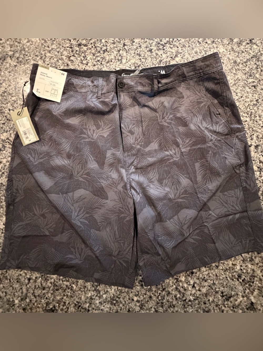 Men's Big & Tall Leaf Printed Hybrid Swim Shorts - Goodfellow & Co Dark Gray 44